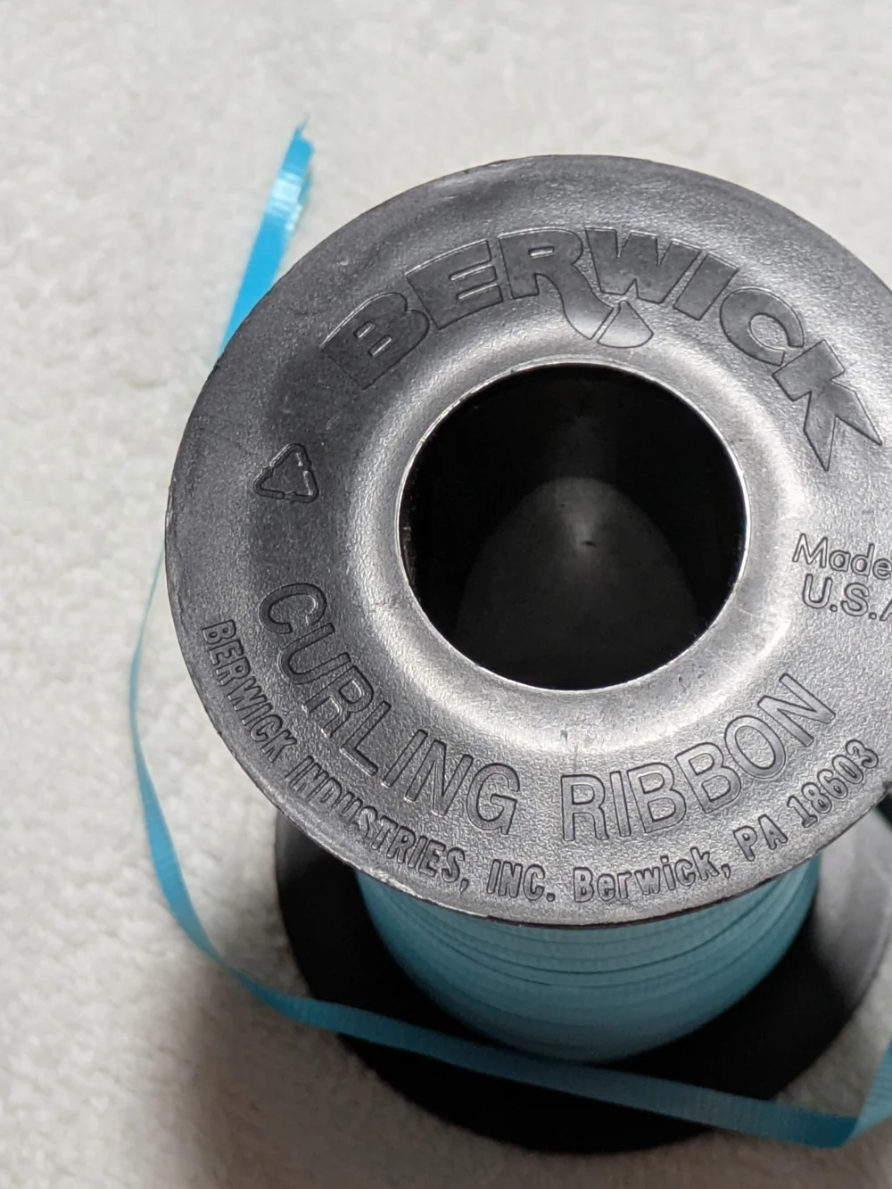 Vintage Berwick Industries Light Blue Curling Ribbon Spool– 3/16